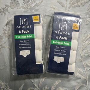 Bundle of 12 Full Rise 100% Cotton White Briefs, George, Size L 36/38, New